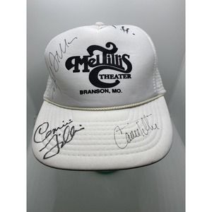 Vintage Mel Tillis Theater Branson MO White Trucker Hat Cap Mesh Snapback Signed
